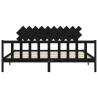 Black 200x200 cm Solid Wood Bed Frame with Headboard