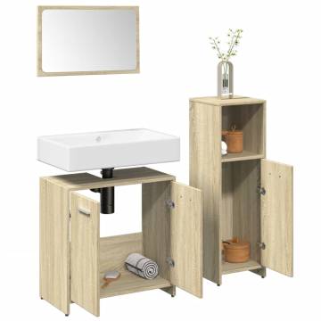 3 Piece Bathroom Furniture Set - Sonoma Oak Engineered Wood