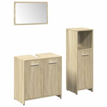 3 Piece Bathroom Furniture Set - Sonoma Oak Engineered Wood