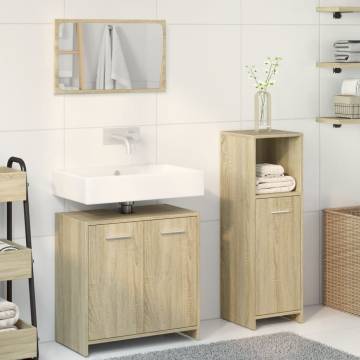 3 Piece Bathroom Furniture Set - Sonoma Oak Engineered Wood