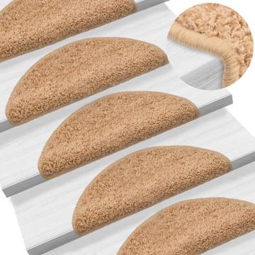 Beige Stair Mats 10 pcs 56x17x3 cm - Non-slip & Washable