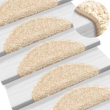 Stair Mats 10 pcs 56x17x3 cm Cream | Hipomarket UK