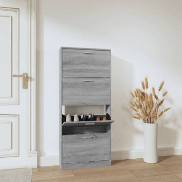 Shoe Cabinet Grey Sonoma 59x17x150 cm | Stylish Storage Solution