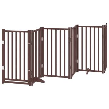 Foldable Dog Gate with Door | 12 Panels Poplar Wood - 600 cm