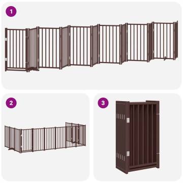 Foldable Dog Gate with Door | 12 Panels Poplar Wood - 600 cm