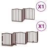 Dog Gate with Door - Foldable 9 Panels Brown 450 cm Poplar Wood