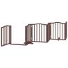 Dog Gate with Door - Foldable 9 Panels Brown 450 cm Poplar Wood