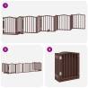 Dog Gate with Door - Foldable 9 Panels Brown 450 cm Poplar Wood