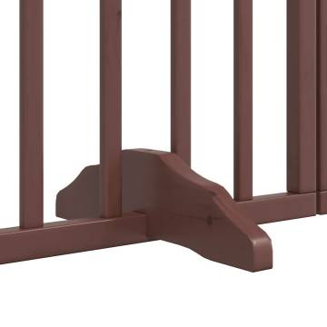 Dog Gate with Door - Foldable 9 Panels Brown 450 cm Poplar Wood