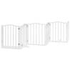 Foldable Dog Gate with Door - 9 Panels, White Poplar Wood