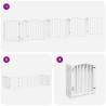 Foldable Dog Gate with Door - 9 Panels, White Poplar Wood