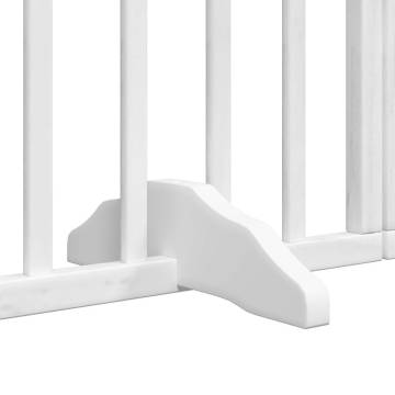 Foldable Dog Gate with Door - 9 Panels, White Poplar Wood