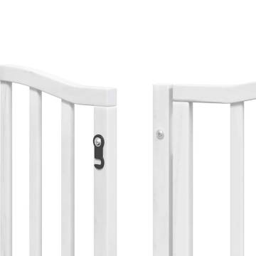 Foldable Dog Gate with Door - 9 Panels, White Poplar Wood