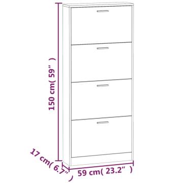 Shoe Cabinet Grey Sonoma 59x17x150 cm | Stylish Storage Solution