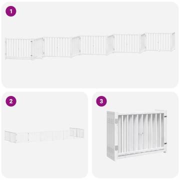 Dog Gate with Door - Foldable 10 Panels White 800 cm | HipoMarket