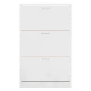 Shoe Cabinet in High Gloss White - Stylish Design 63x24x103 cm