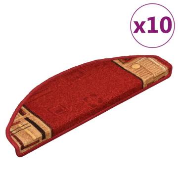 Stair Mats Self-adhesive - 10 pcs Red | Hipomarket UK