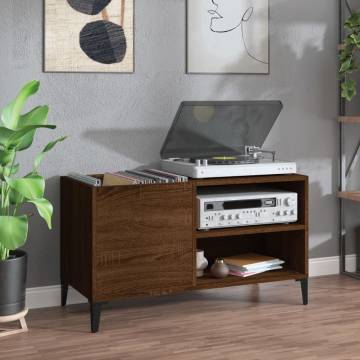 Record Cabinet in Brown Oak | Stylish Vinyl Storage