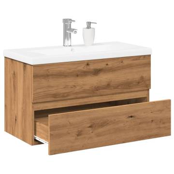 Stylish Sink Cabinet with Built-in Basin - Artisan Oak