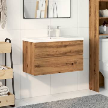 Stylish Sink Cabinet with Built-in Basin - Artisan Oak