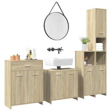 4 Piece Bathroom Furniture Set in Sonoma Oak | Hipomarket