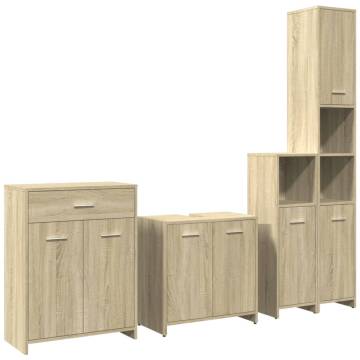 4 Piece Bathroom Furniture Set in Sonoma Oak | Hipomarket