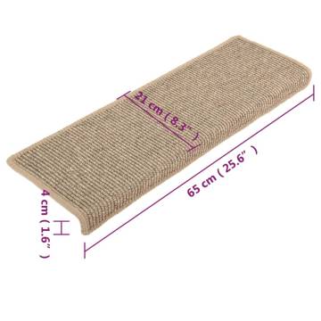 Self-Adhesive Stair Mats - 15 pcs Dark Beige | HipoMarket