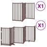 Foldable Dog Gate with Door - 9 Panels Brown Poplar Wood