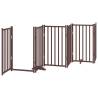 Foldable Dog Gate with Door - 9 Panels Brown Poplar Wood