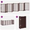 Foldable Dog Gate with Door - 9 Panels Brown Poplar Wood