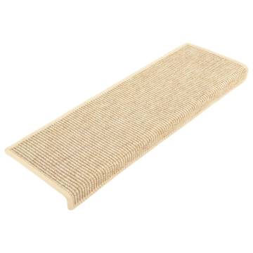 Self-Adhesive Sisal-Look Stair Mats - 15 pcs Light Beige