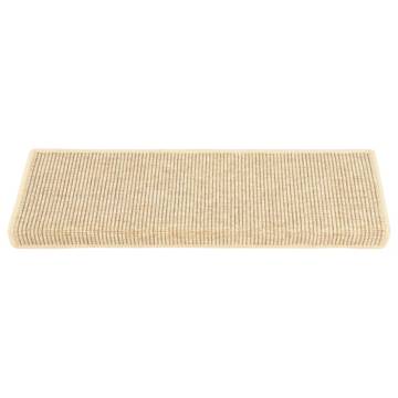 Self-Adhesive Sisal-Look Stair Mats - 15 pcs Light Beige