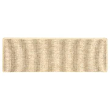 Self-Adhesive Sisal-Look Stair Mats - 15 pcs Light Beige