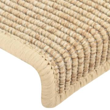 Self-Adhesive Sisal-Look Stair Mats - 15 pcs Light Beige