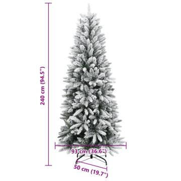 Flocked Snow Artificial Christmas Tree with 300 LEDs - 240 cm