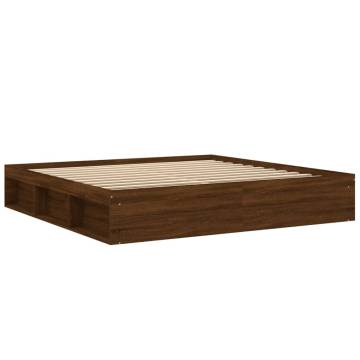 Modern Brown Oak Bed Frame 200x200 cm - Stylish & Durable