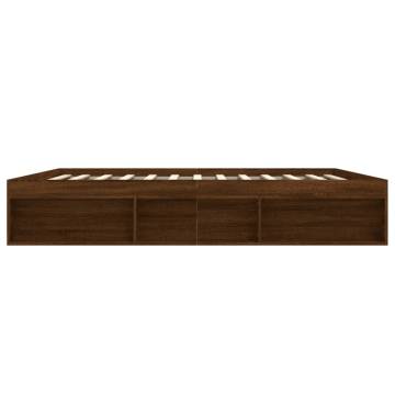 Modern Brown Oak Bed Frame 200x200 cm - Stylish & Durable