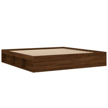 Modern Brown Oak Bed Frame 200x200 cm - Stylish & Durable