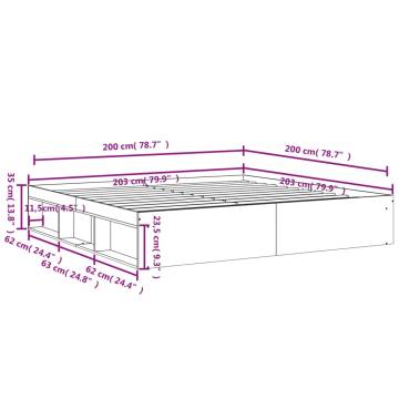 Modern Brown Oak Bed Frame 200x200 cm - Stylish & Durable