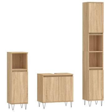 3 Piece Bathroom Furniture Set in Sonoma Oak | Hipomarket