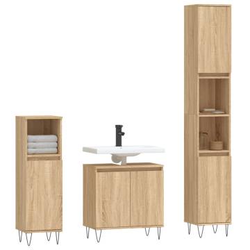 3 Piece Bathroom Furniture Set in Sonoma Oak | Hipomarket