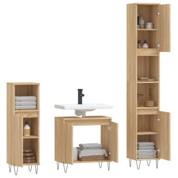 3 Piece Bathroom Furniture Set in Sonoma Oak | Hipomarket