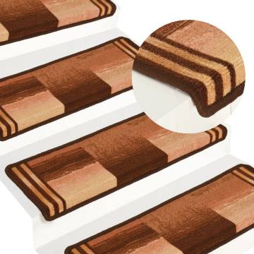 Self-Adhesive Stair Mats - Set of 5 | Brown | 65x21 cm