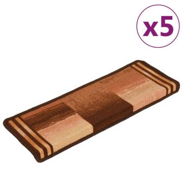 Self-Adhesive Stair Mats - Set of 5 | Brown | 65x21 cm