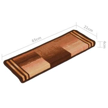 Self-Adhesive Stair Mats - Set of 5 | Brown | 65x21 cm