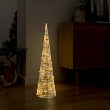 Warm White Acrylic LED Light Cone - 90 cm Decorative Pyramid