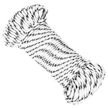 Braided Boat Rope White 5mm x 250m - Durable Polyester