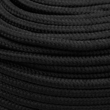 Boat Rope Full Black 6 mm x 25 m - Durable Polypropylene