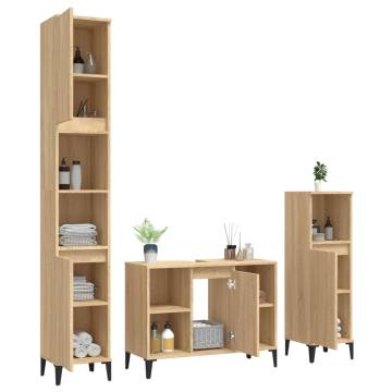 3 Piece Bathroom Furniture Set - Sonoma Oak | Hipomarket UK