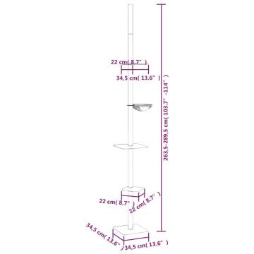 Light Grey Floor to Ceiling Cat Tree - 263.5-289.5 cm